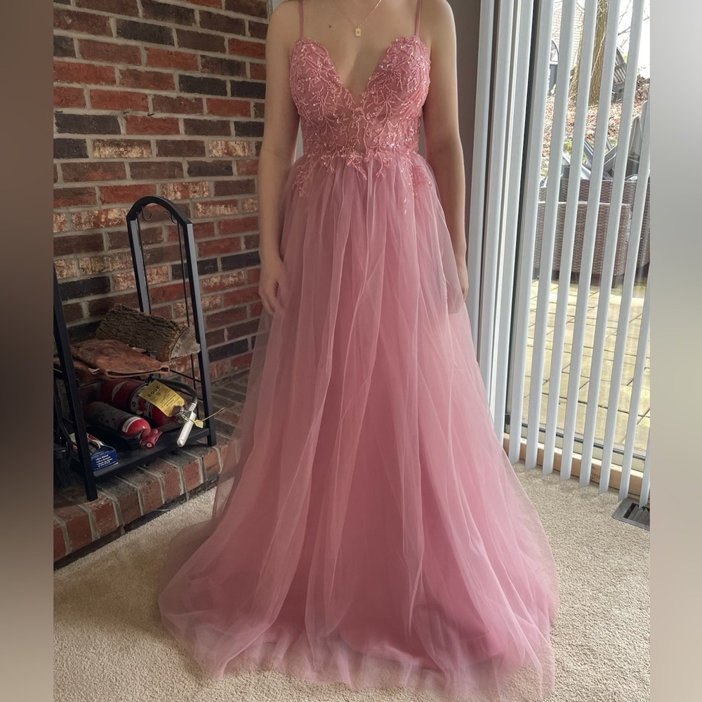 Long pink floral dress